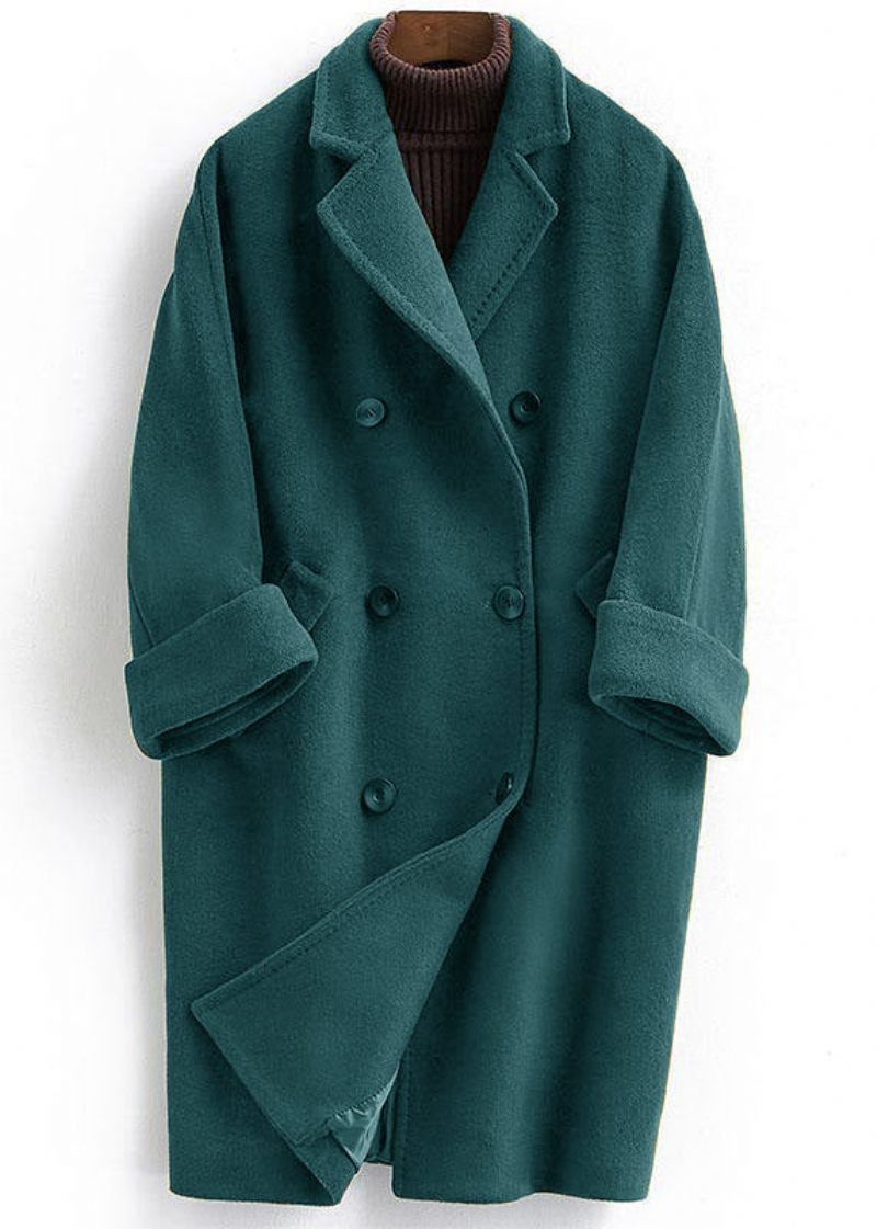 Woolen Coat Trendy Plus Size Lang Dobbeltbryst Kvinder Lilla Frakker Med Hak - Dame trenchcoats