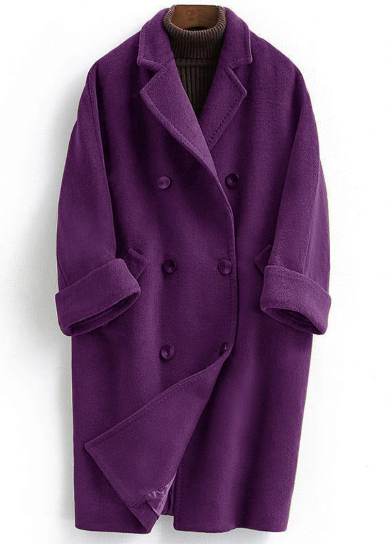 Woolen Coat Trendy Plus Size Lange Dobbeltbrystede Frakker Til Kvinder - Dame trenchcoats